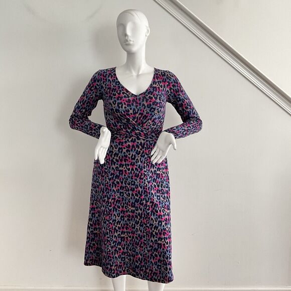 Pact Dress Animal Print Jaguar Revive Wrap Front Midi Organic Cotton M - Picture 10 of 11